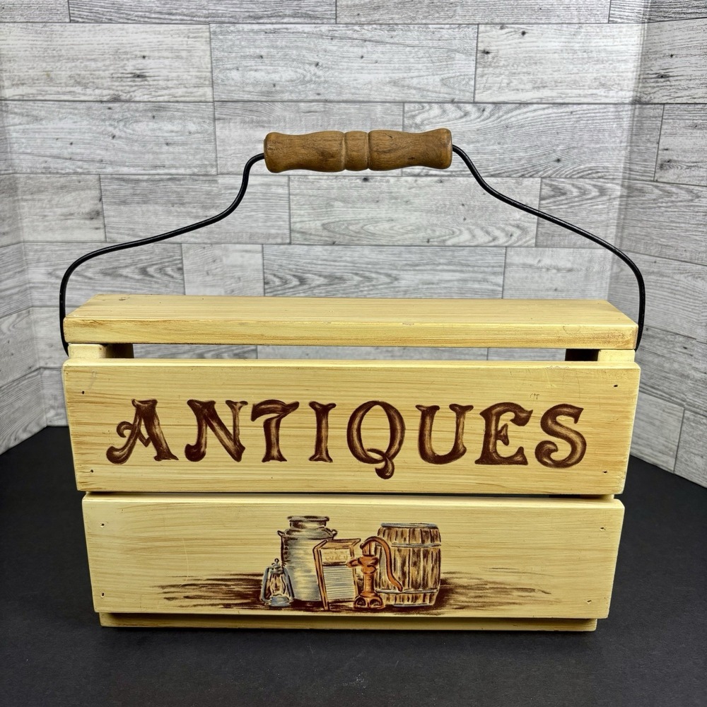 Antiques Sign Wood Hanging Or Free Standing‎